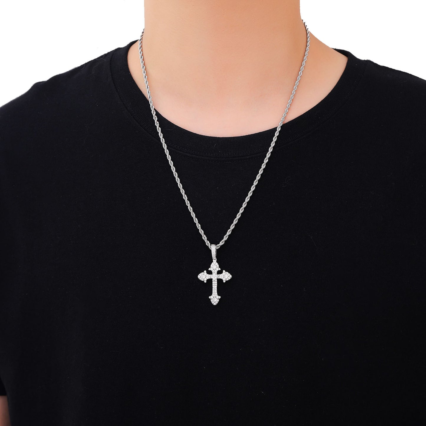 Beautiful Hip Hop Men's Cross Pendant Purple Zircon Personality Simple Fashion Charm Pendant