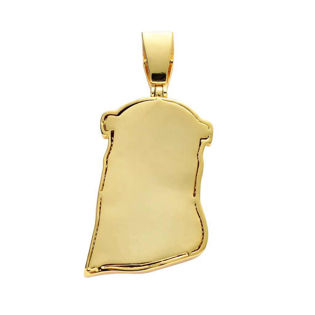 Fashionable Jesus Head Charm Pendant Micro-inlaid Zircon Personality Pendant Exaggerated Hiphop Jewelry