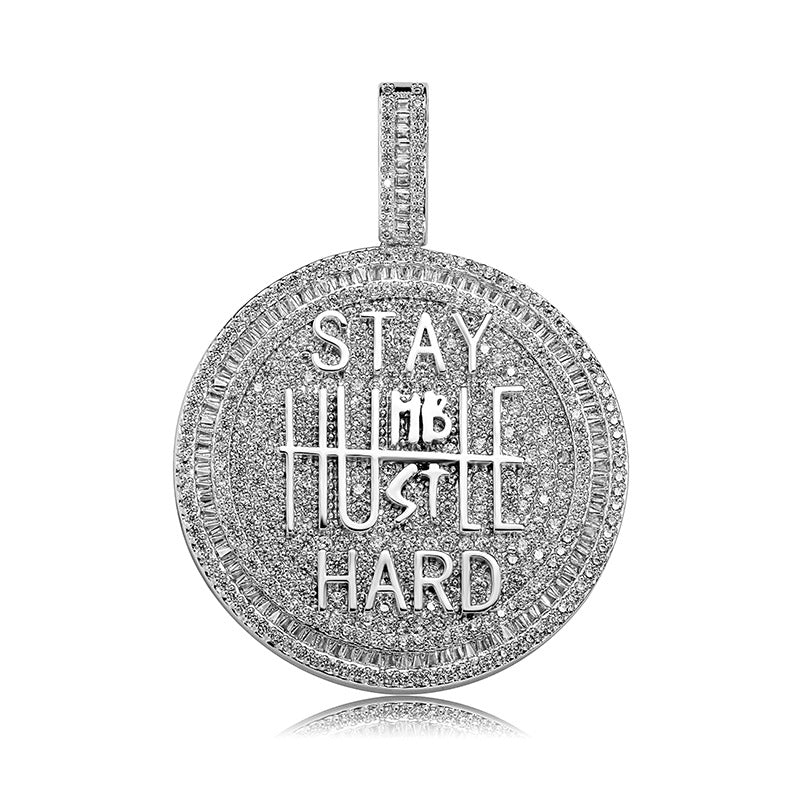 Keep Calm English Alphabet Full Zircon European and American Hip-Hop Pendant Necklace Men's Trend Jewelry