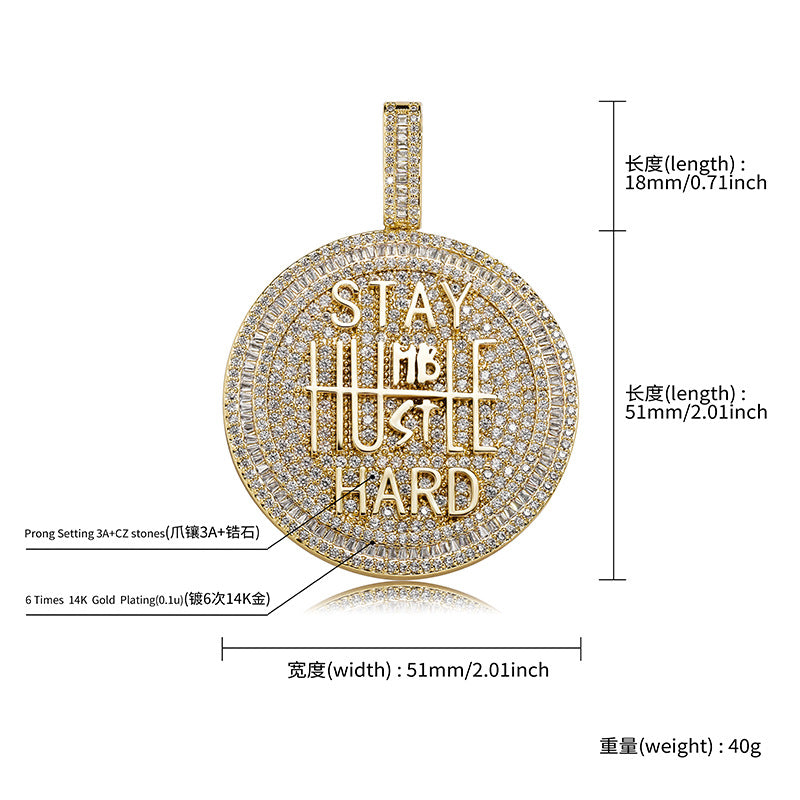 Keep Calm English Alphabet Full Zircon European and American Hip-Hop Pendant Necklace Men's Trend Jewelry
