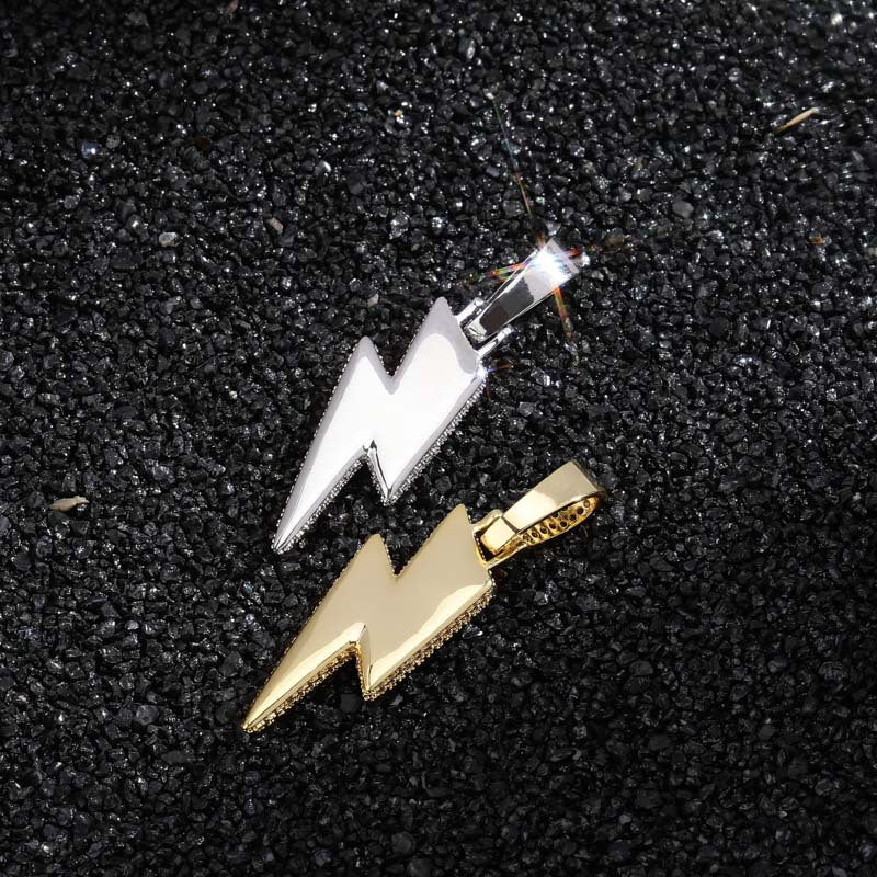 Popular Lightning Pendant Full Zircon Personalized Hip Hop Trendy Pendant Necklace Jewelry