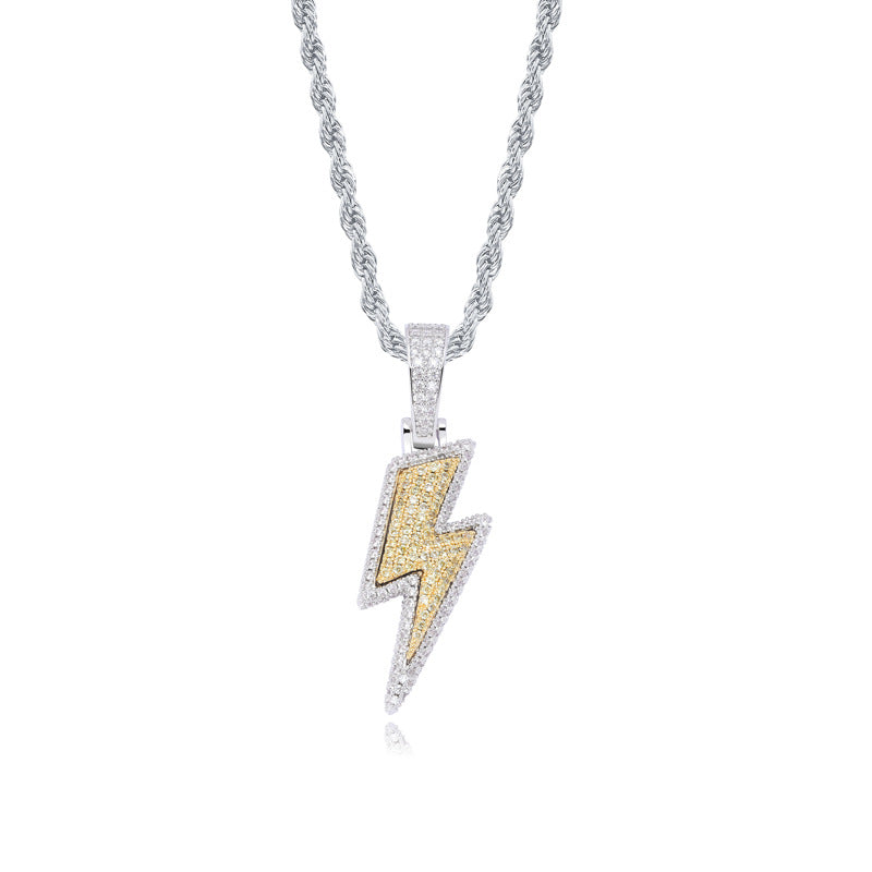 Popular Lightning Pendant Full Zircon Personalized Hip Hop Trendy Pendant Necklace Jewelry