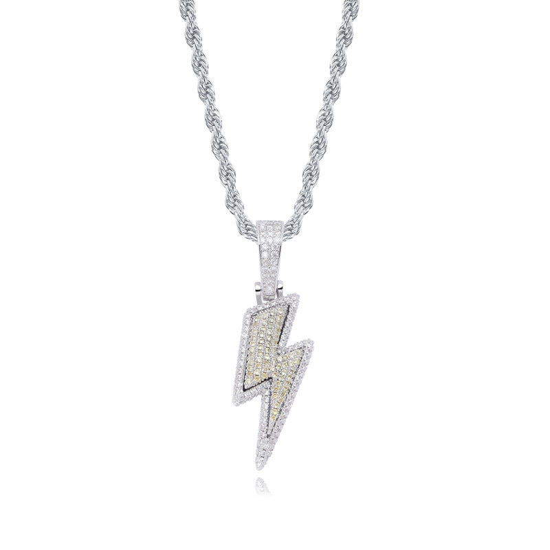 Popular Lightning Pendant Full Zircon Personalized Hip Hop Trendy Pendant Necklace Jewelry