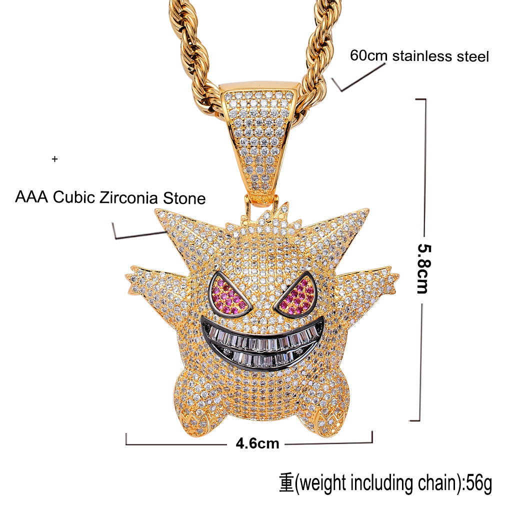 Hip Hop Pendant Pokemon Gengar Pendant Personality Fashion Brand Hip Hop Necklace Jewelry