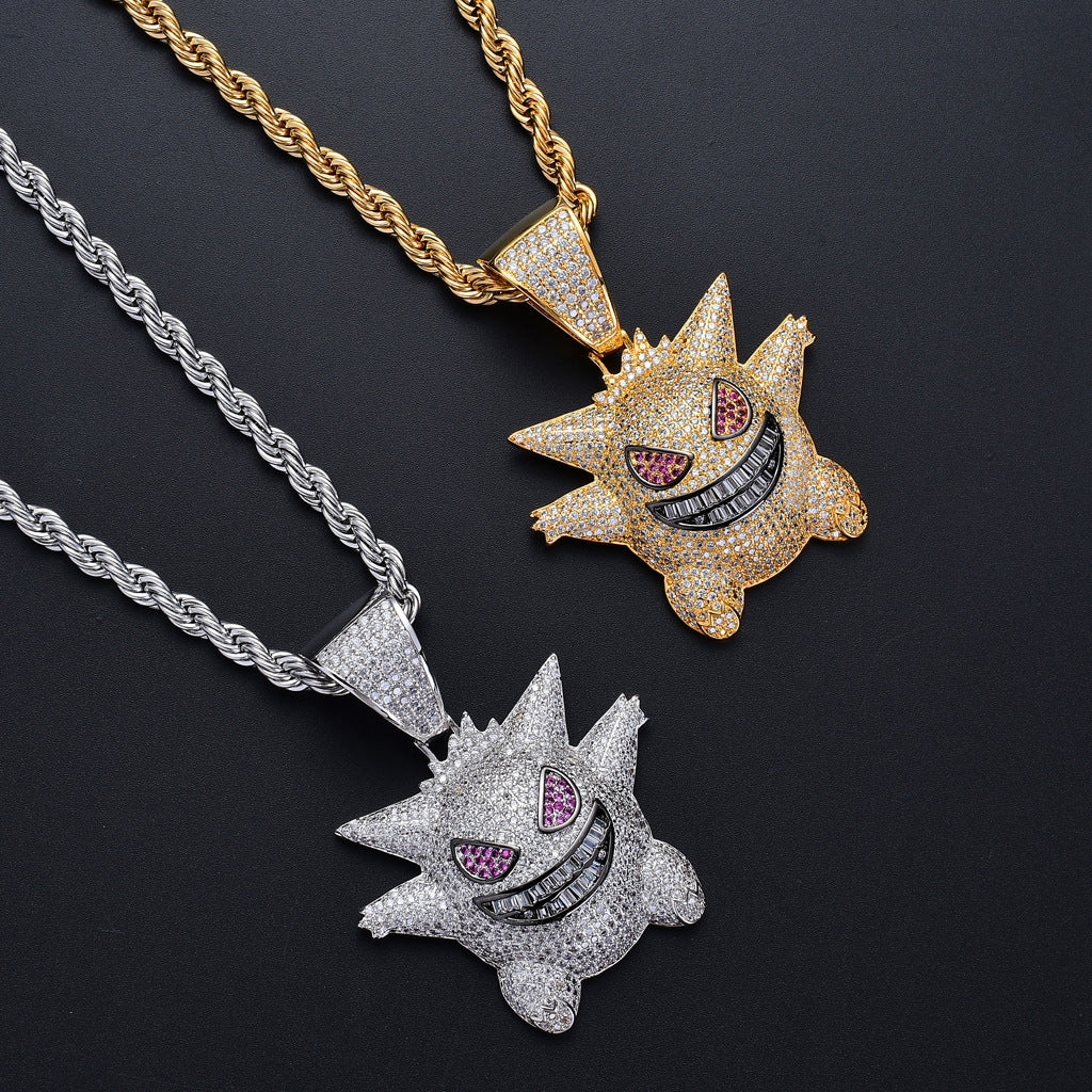 Hip Hop Pendant Pokemon Gengar Pendant Personality Fashion Brand Hip Hop Necklace Jewelry