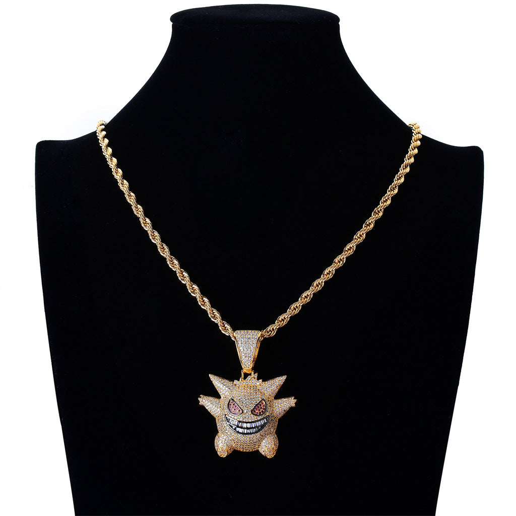 Hip Hop Pendant Pokemon Gengar Pendant Personality Fashion Brand Hip Hop Necklace Jewelry