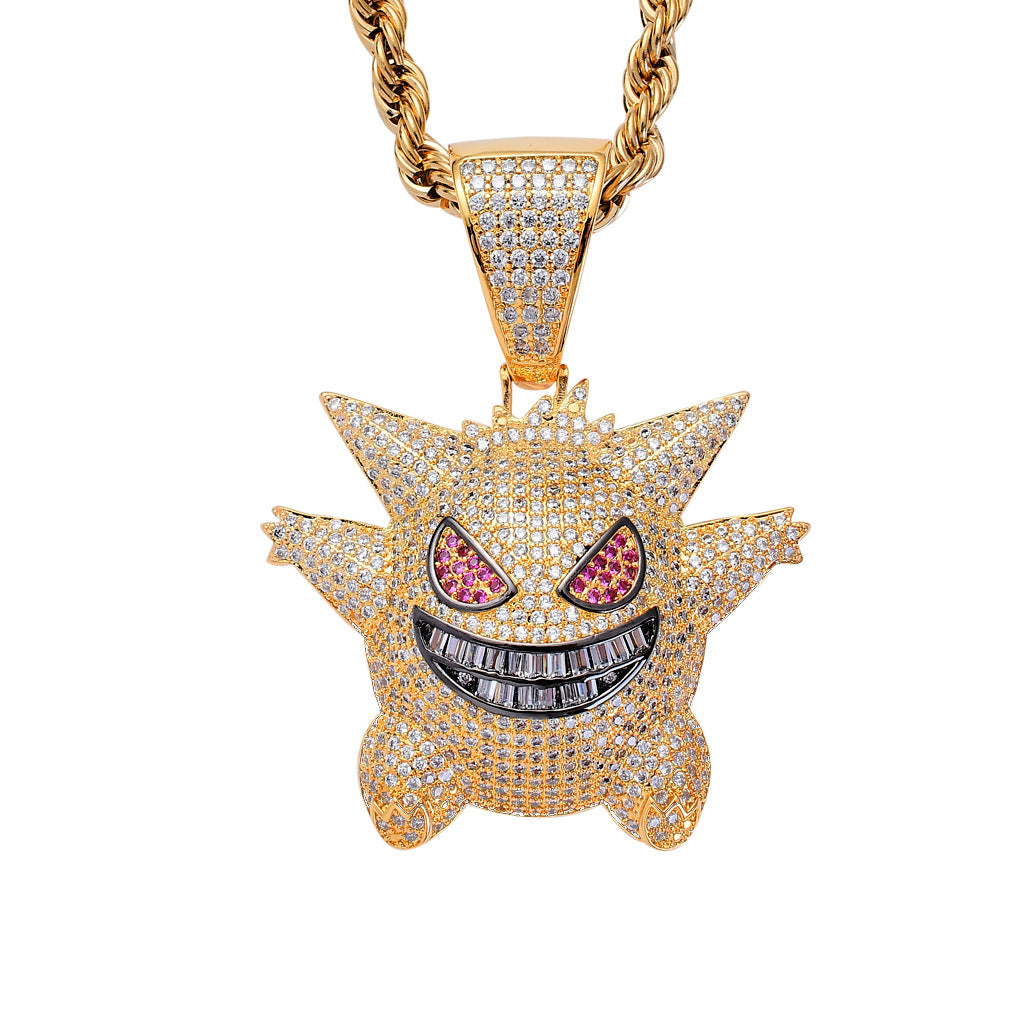 Hip Hop Pendant Pokemon Gengar Pendant Personality Fashion Brand Hip Hop Necklace Jewelry