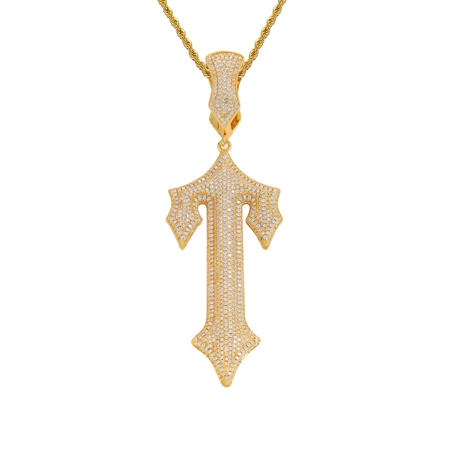 Large Sword Cross Pendant Large Trendy Brass Micro Pave Zircon Men Hip Hop Pendant Necklace