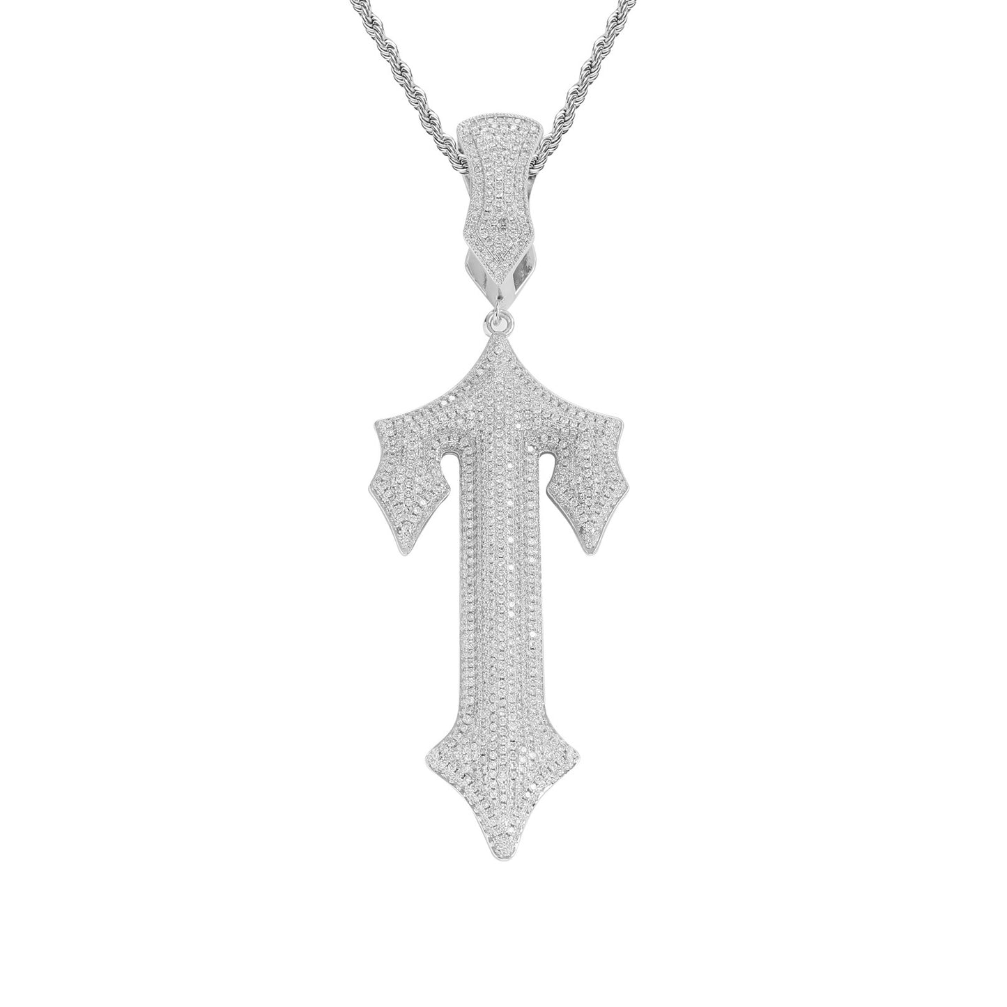 Large Sword Cross Pendant Large Trendy Brass Micro Pave Zircon Men Hip Hop Pendant Necklace