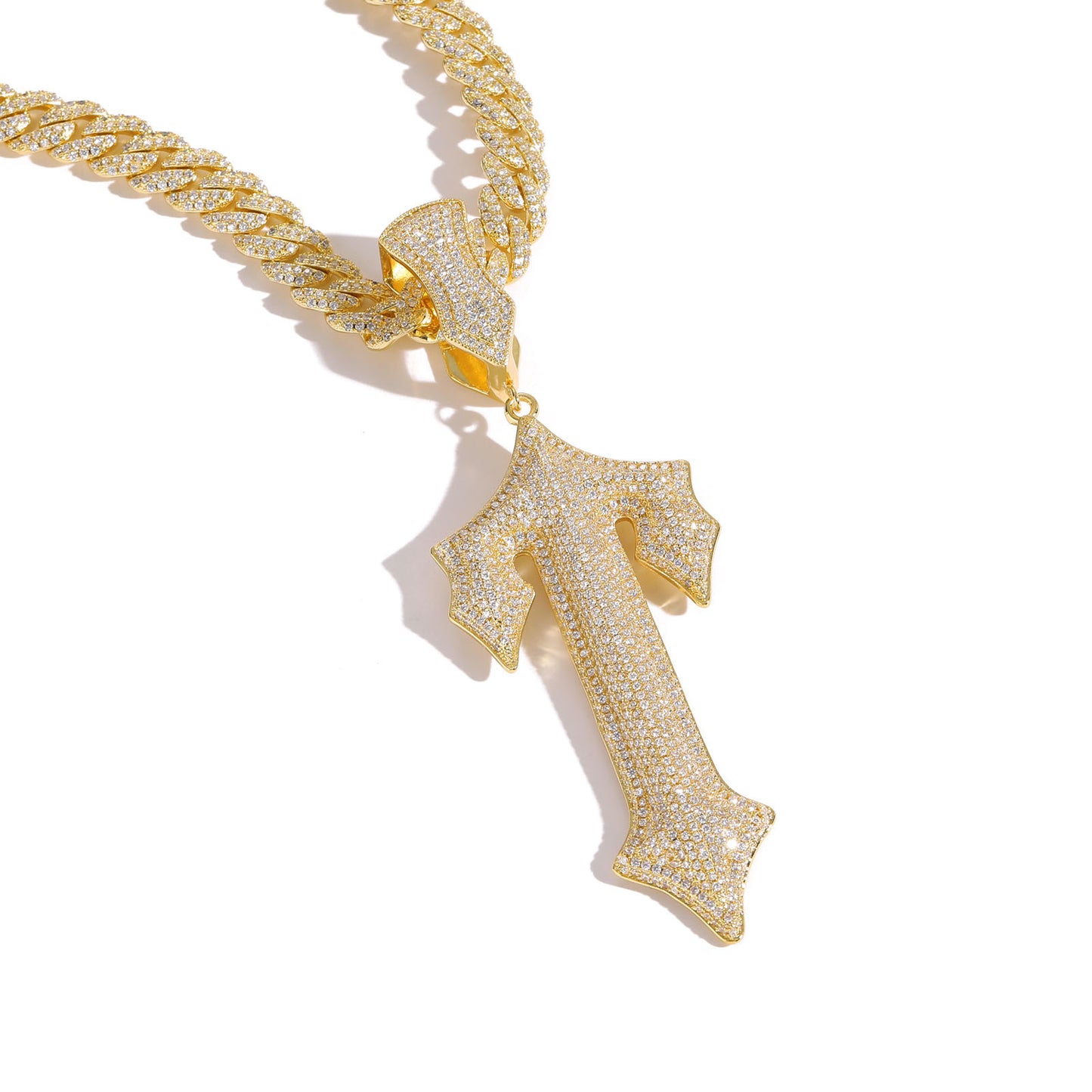 Large Sword Cross Pendant Large Trendy Brass Micro Pave Zircon Men Hip Hop Pendant Necklace