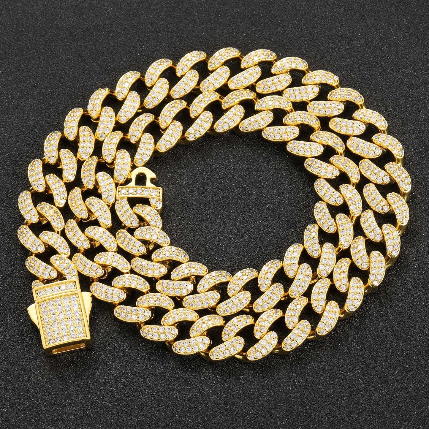 Hiphop 12mm Cuban Link Chain Micro Pave Zircon Necklace Personalized Trend Men Necklace Jewelry