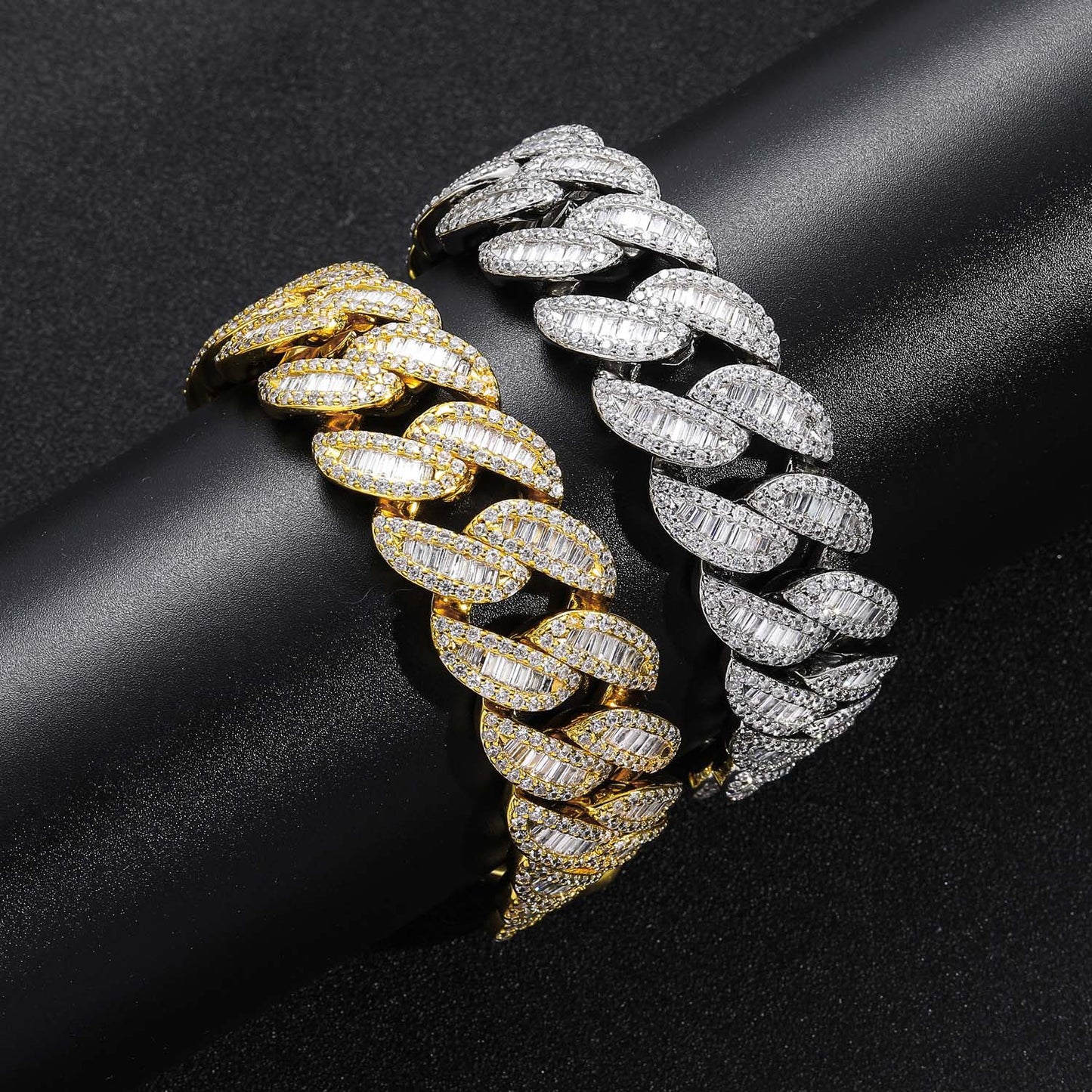 Hip Hop 20MM Box Buckle Miami Heavy Industry Bar Cuban Link Chain Full Zircon Hip Hop Men Necklace Jewelry