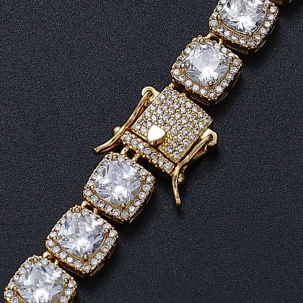 European American Hiphop Tennis Link Chain 10mm Micro Pave Zircon Necklace Men Necklace Personality Fashion Jewelry