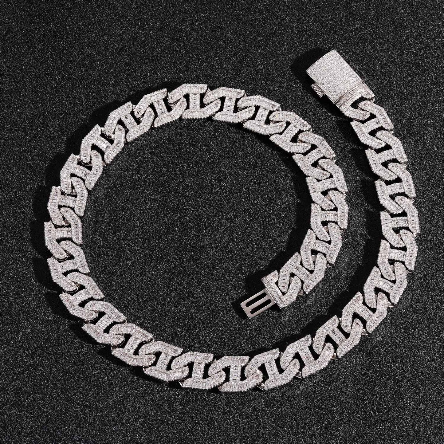 17MM Copper Zircon Wholesale Hip Hop Zircon Cuban Link Chain Gold Men Necklace 14K Diamond Jewelry Cuban Chain Necklace