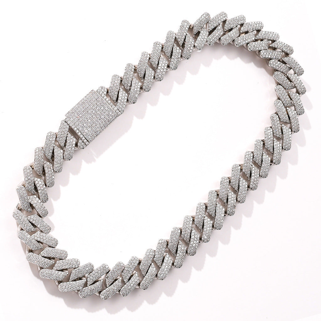 Hip Hop 20MM Box Buckle Miami Heavy Industry Bar Cuban Link Chain Full Zircon Hip Hop Men Necklace Jewelry