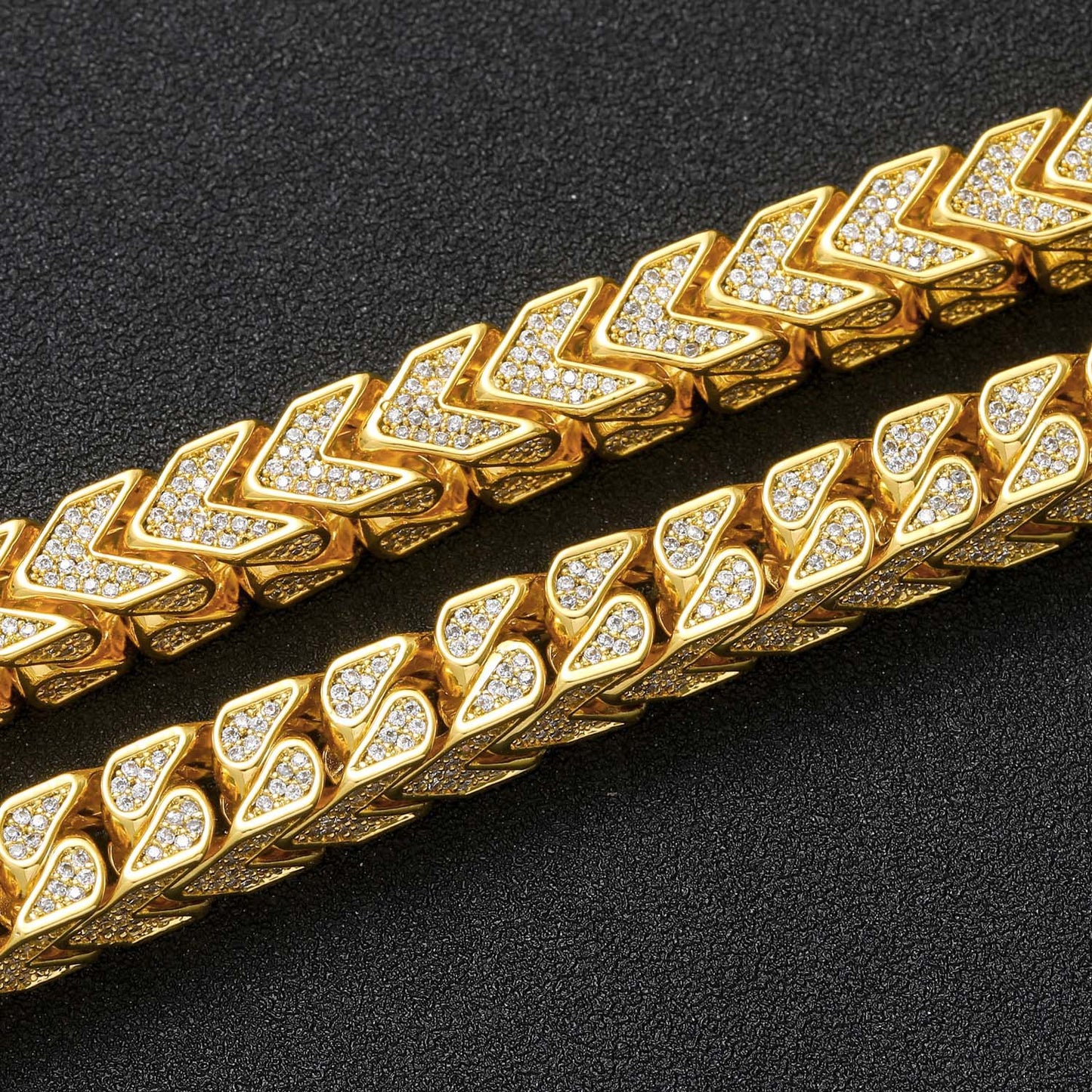 Hip Hop Chain Necklace 8mm Width V Shape Chains Iced Out Bling Bling Necklace Fashion Charm Jewelry