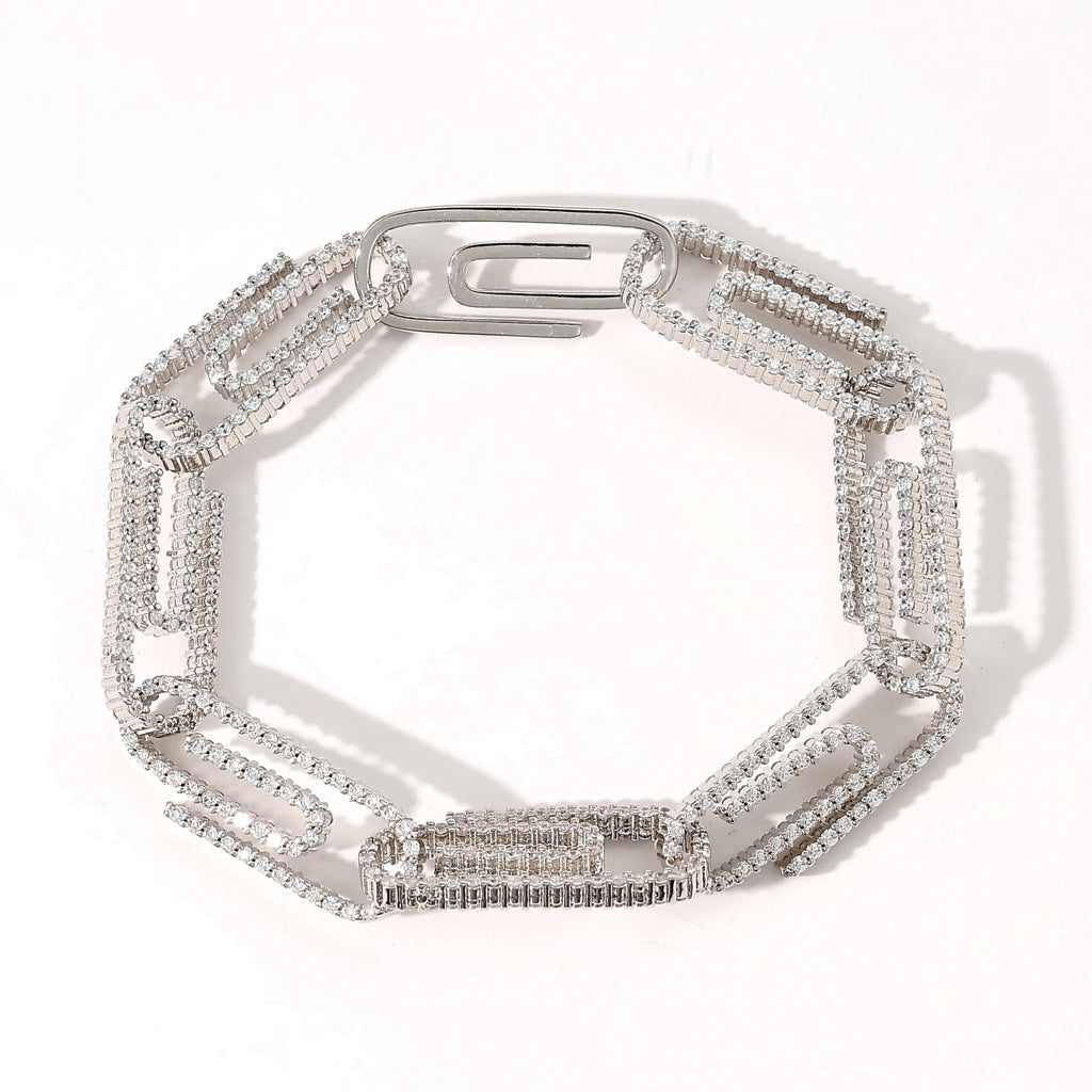 10mm Miami Zirconia Diamond CZ Bling Diamond Cuban Link Paper Clip Bracelet