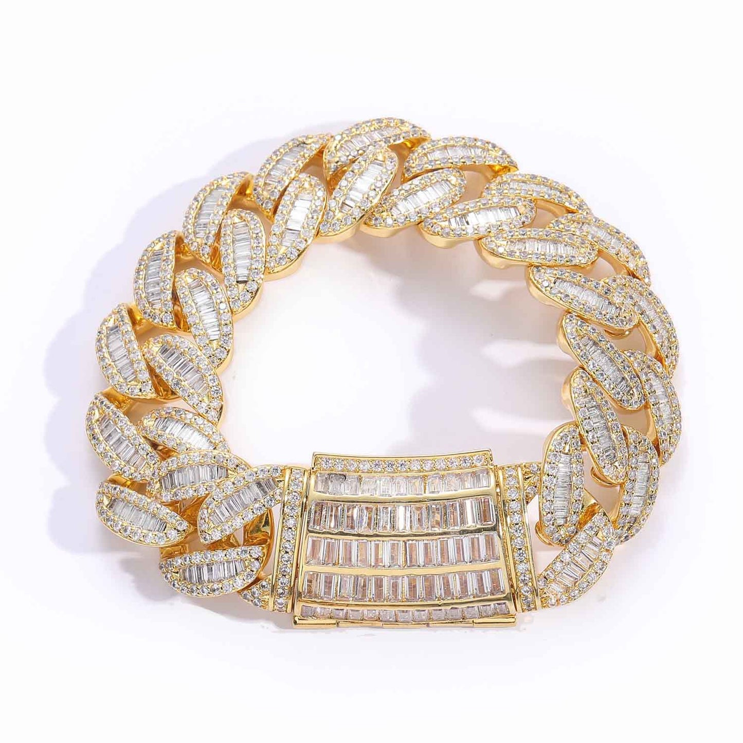 Hip Hop 20MM Box Buckle Miami Heavy Industry Bar Cuban Link Chain Full Zircon Hip Hop Men Necklace Jewelry