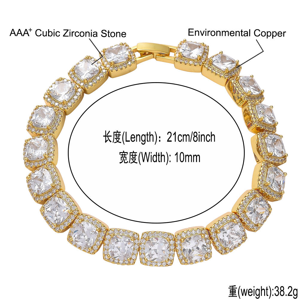 European American Hiphop Tennis Link Chain 10mm Micro Pave Zircon Necklace Men Necklace Personality Fashion Jewelry
