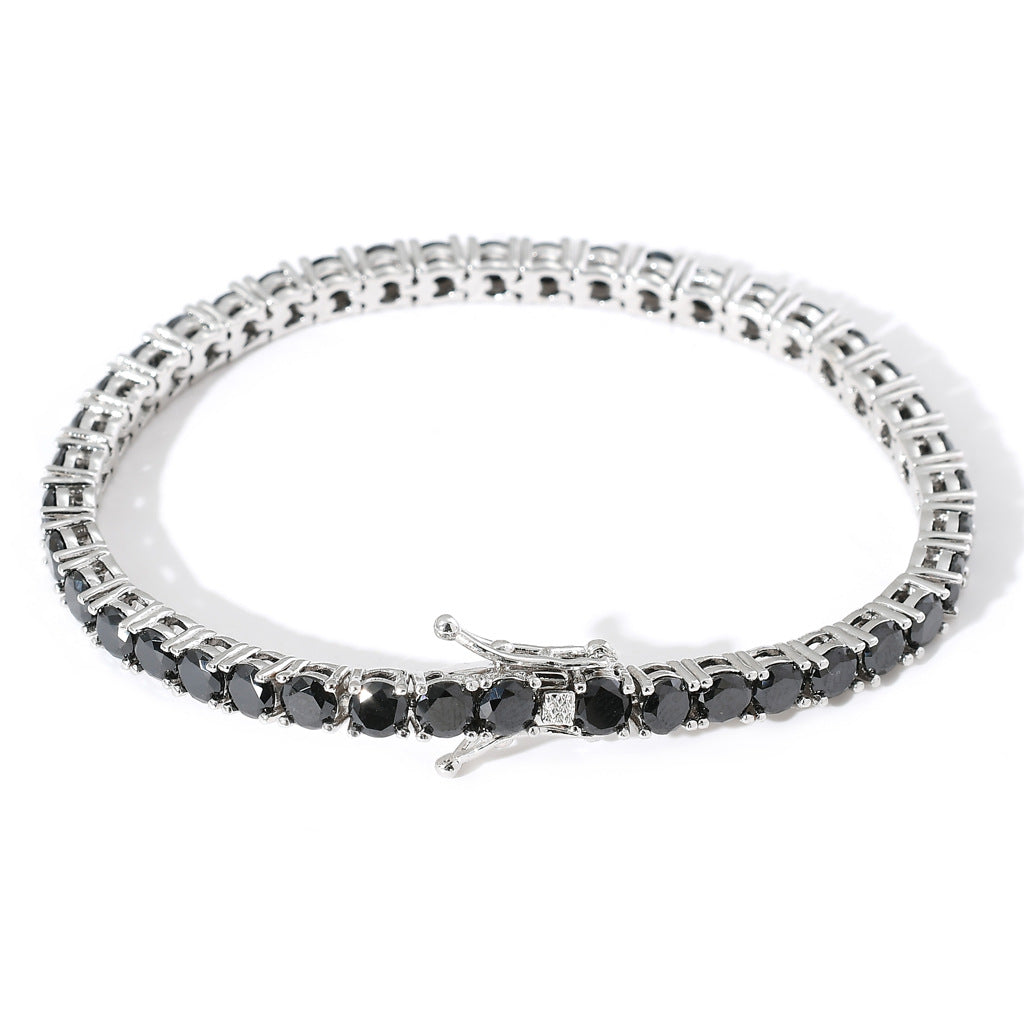 Hip Hop Tennis Chain 4mm Wide Black Zircon Single Row Zircon Fashion Brand Men Hip Hop Bracelet Jewelry
