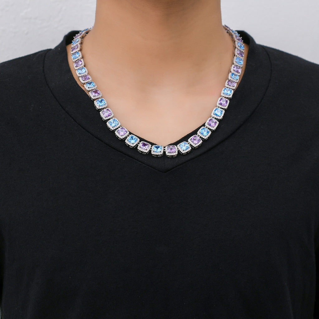 Hot Sale 10MM Square Miami Tennis Link Chain Necklace Jewelry