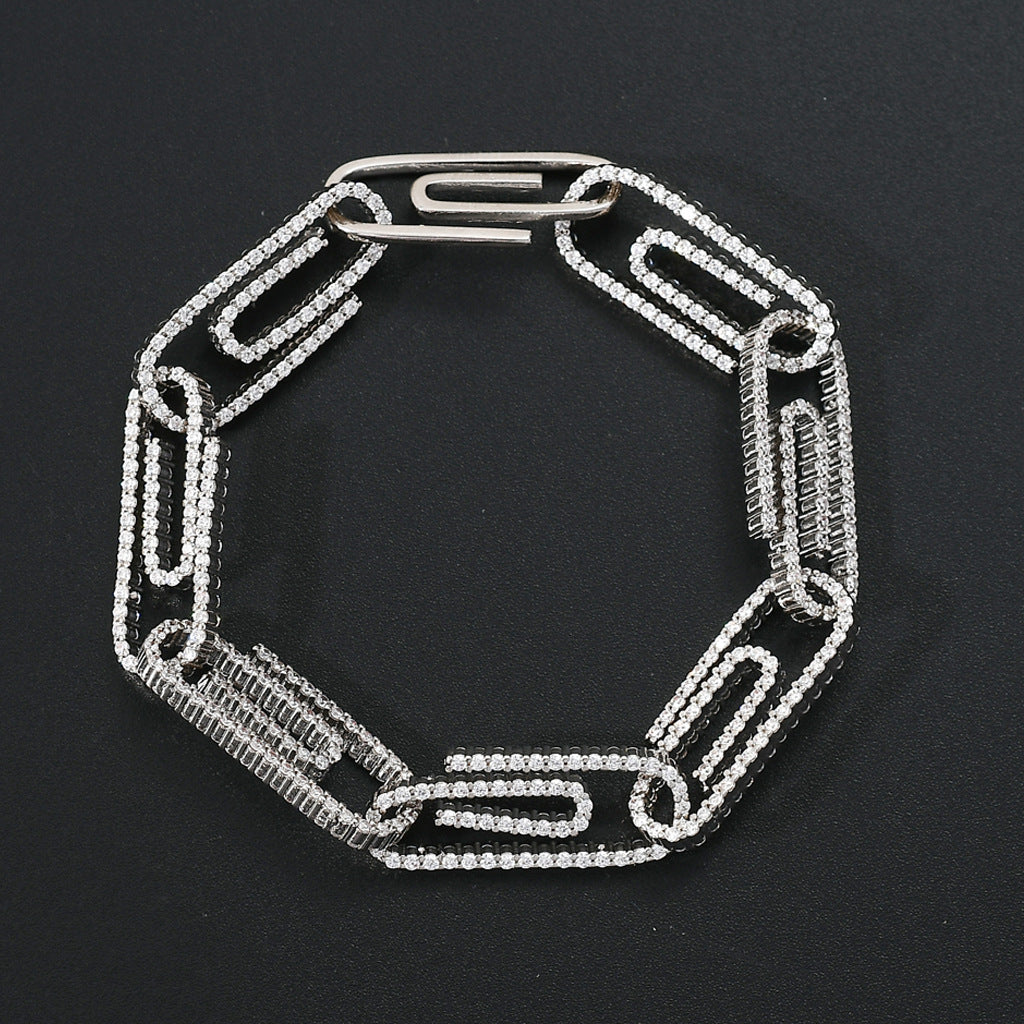 10mm Miami Zirconia Diamond CZ Bling Diamond Cuban Link Paper Clip Bracelet