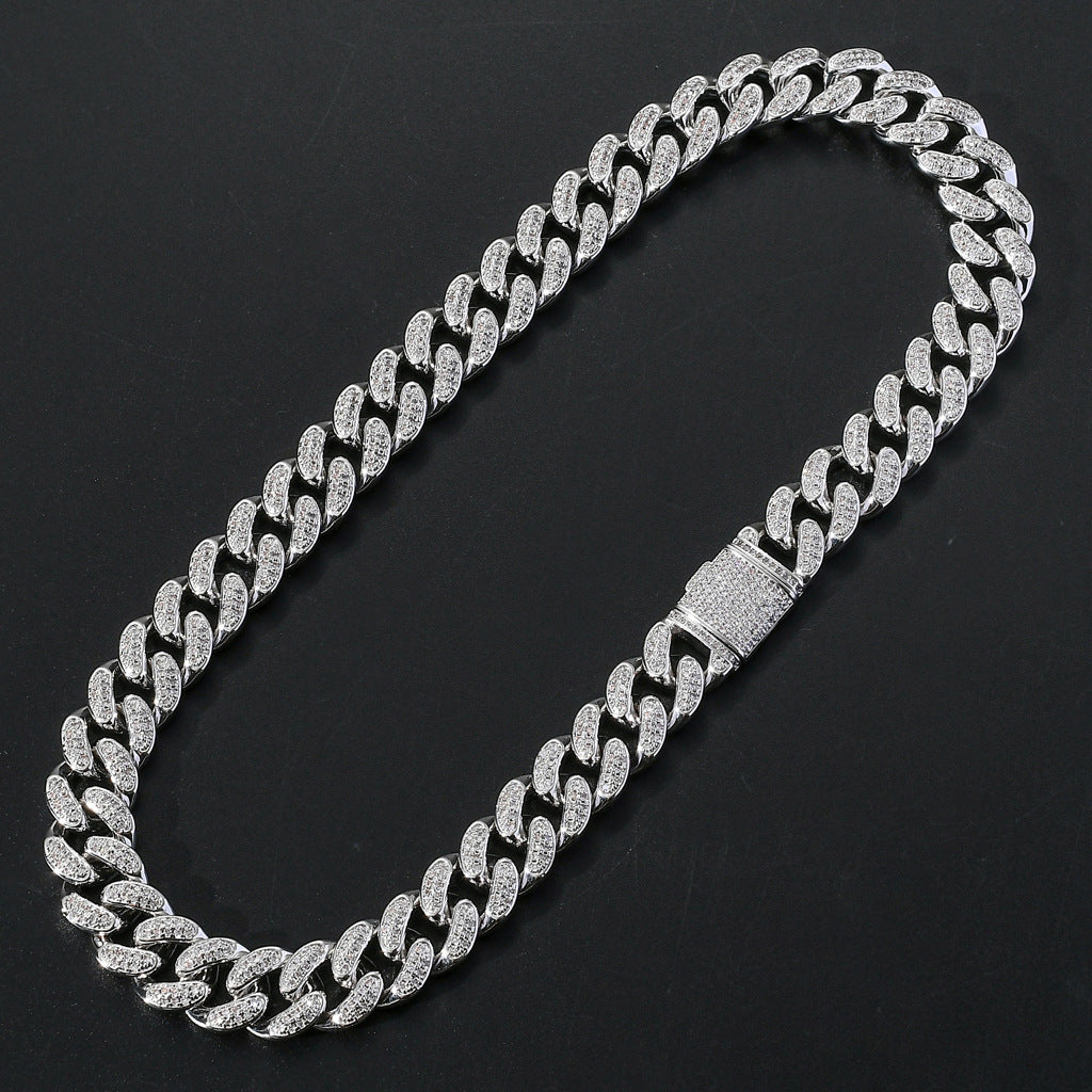New Mens Rap Gold Hiphop Hip Hop Jewelry Chunky 15mm Iced Out AAA Cubic Zircon Miami Cuban Chain Necklace
