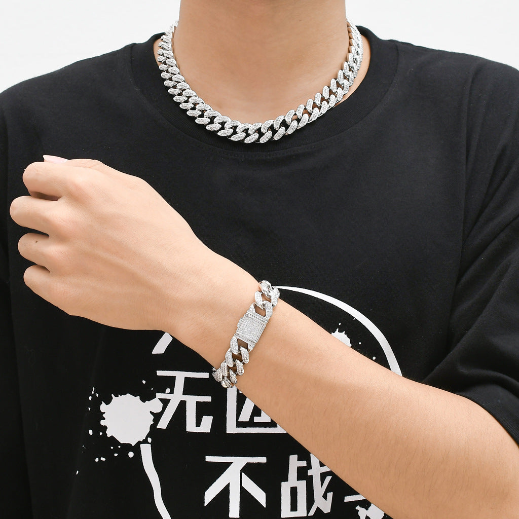 New Mens Rap Gold Hiphop Hip Hop Jewelry Chunky 15mm Iced Out AAA Cubic Zircon Miami Cuban Chain Necklace