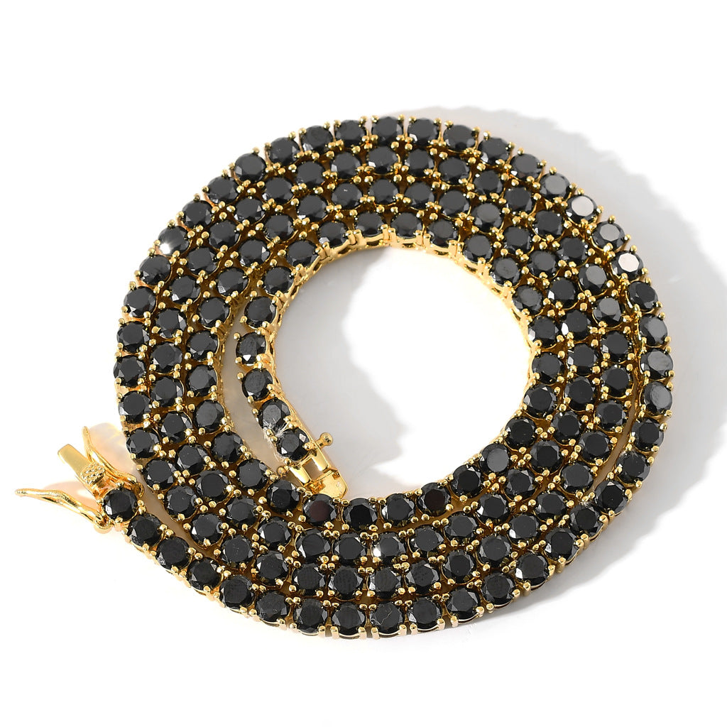 Hip Hop Tennis Chain 4mm Wide Black Zircon Single Row Zircon Fashion Brand Men Hip Hop Necklace Jewelry