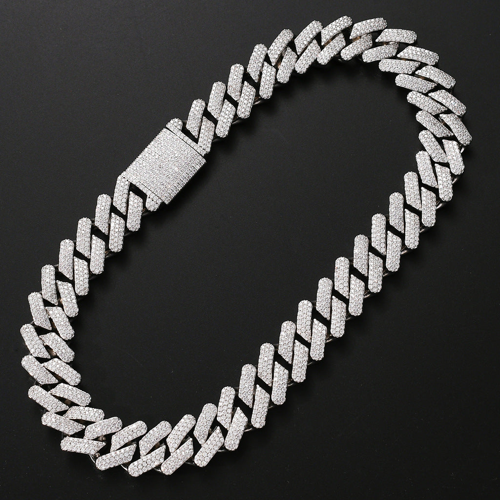 Hip Hop 20MM Box Buckle Miami Heavy Industry Bar Cuban Link Chain Full Zircon Hip Hop Men Necklace Jewelry
