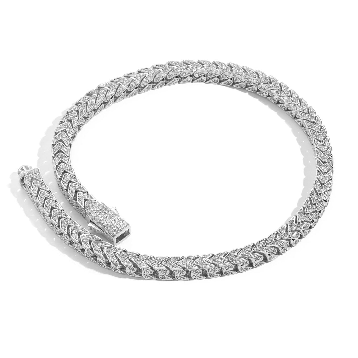 Hip Hop Chain Necklace 8mm Width V Shape Chains Iced Out Bling Bling Necklace Fashion Charm Jewelry