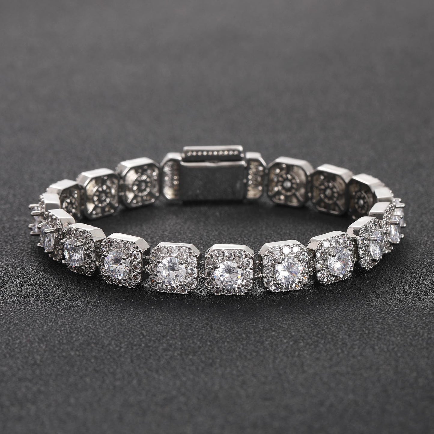 European American Hip Hop Bracelet 10mm Wide Rock Sugar Tennis Link Chain Micro Pave Full Zircon Flip Trend Men Bracelet Jewelry