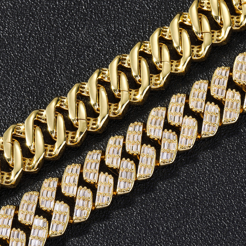 Hip Hop Jewelry Cheap Square Round Zircon Chain Mixed Diamond Cuban Link Chain Bracelet Fashion Style Jewelry
