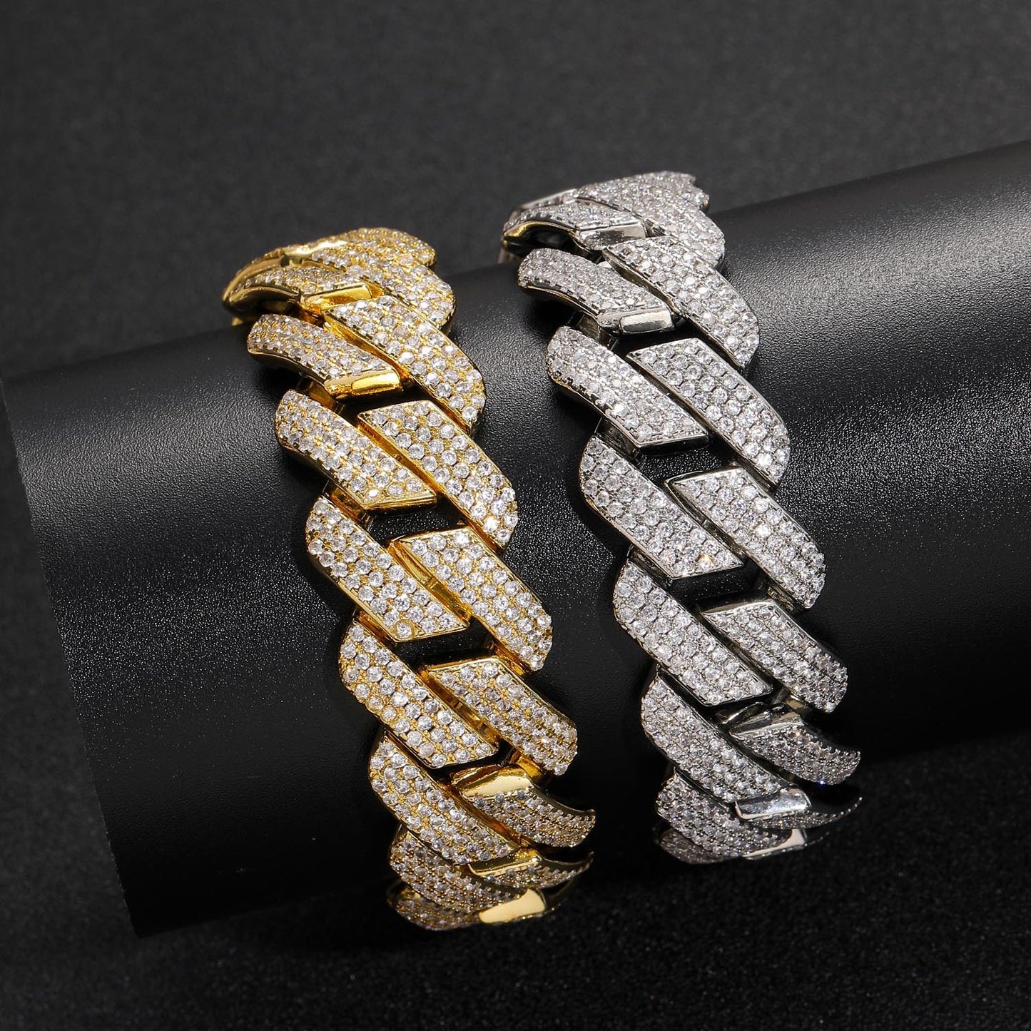 Hip Hop 20mm Three Row Brass Micro Pave ZIrcon Cuban Link Chain Thick Rhombus Full Diamond Men Necklace Jewelry