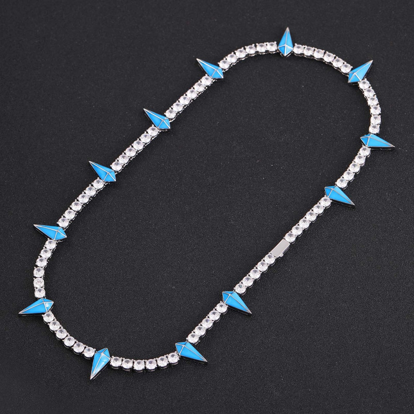 Hip Hop Bling 5mm Brass Plated Gold Zircon Tennis Chain Iced Out Wolf Tooth Cubic Zircon CZ Necklace Jewelry