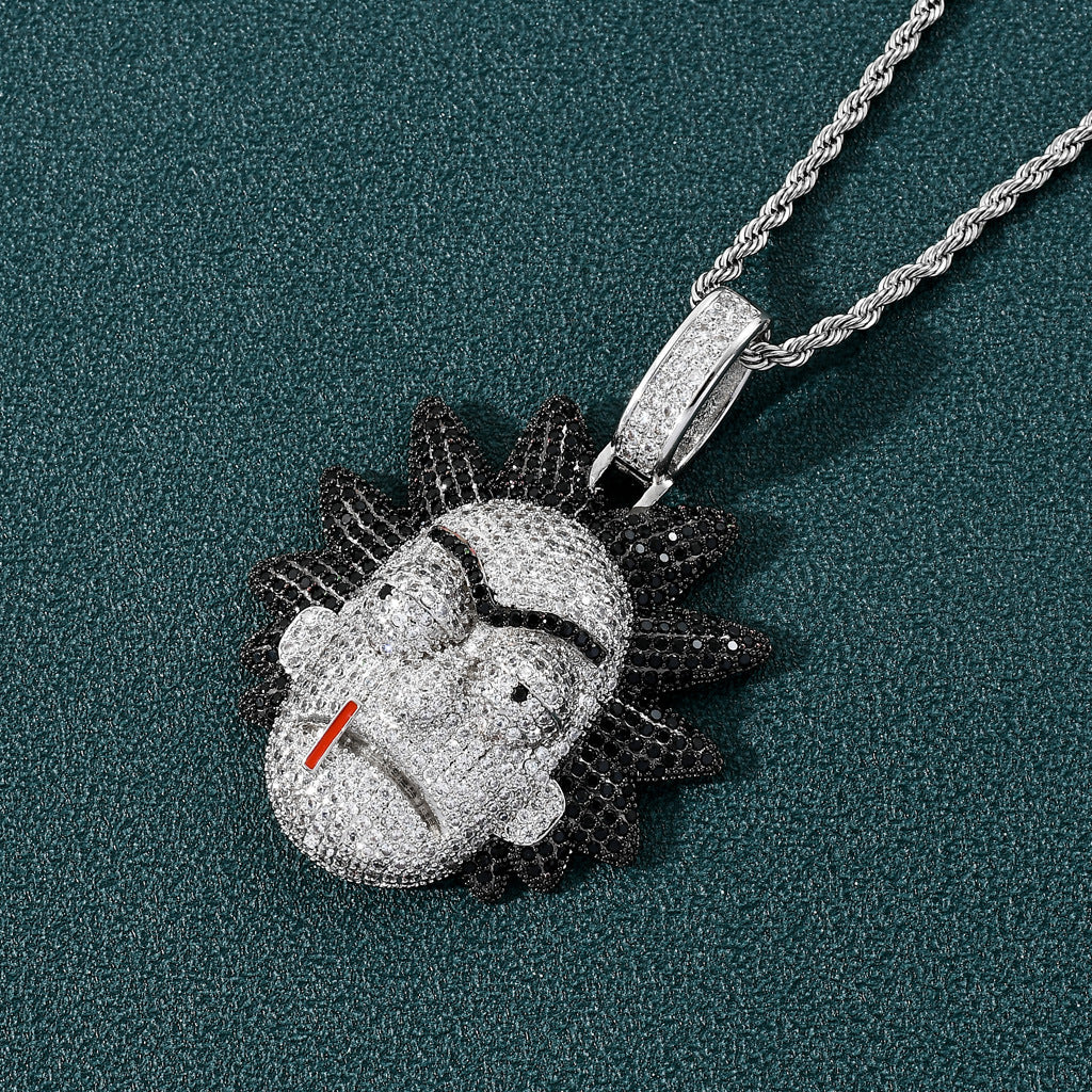 Brass With Zircon Anime Character Rick Avatar Pendant Necklace Collar Con Colgante De Rick
