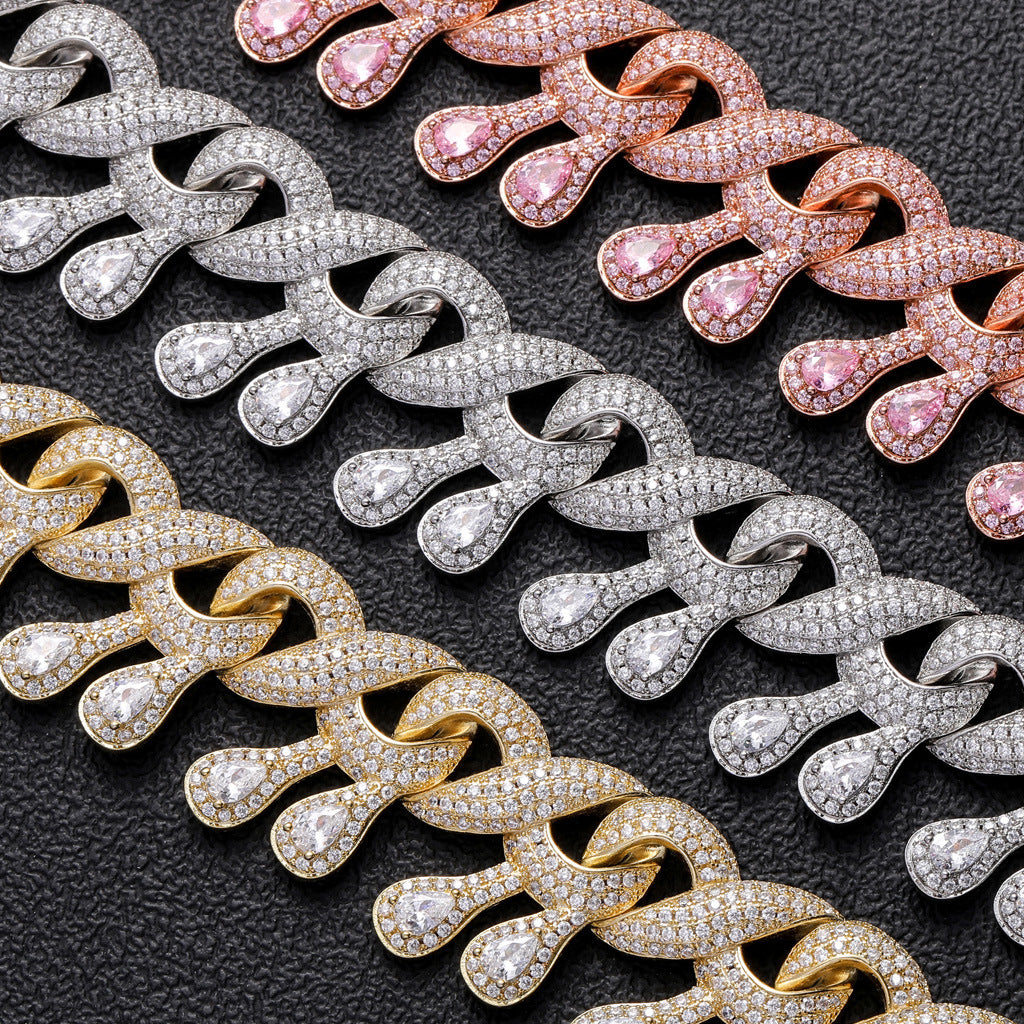 Men Lip Drooling Pendant Hip Hop Necklace Infinite Cuba Chain Full Zircon Necklace