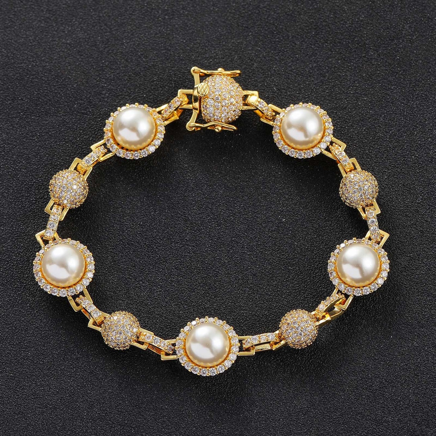 New Arrival Hip Hop Diamond Pearl Necklace Men Fashion Hip Hop Necklace Jewelry