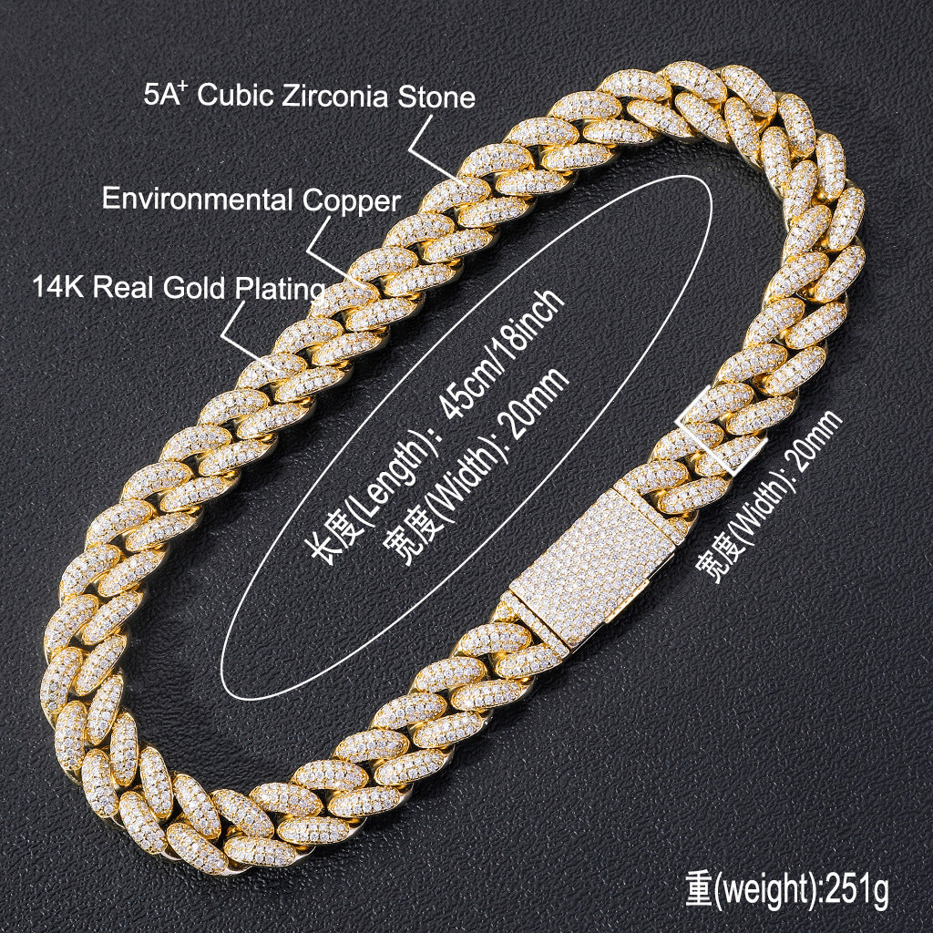 20mm Cuban Link Chain Iced Out Miami Lock Domineering Ancient Necklace Micro Pave ZirconHiphop Men Necklace Jewelry