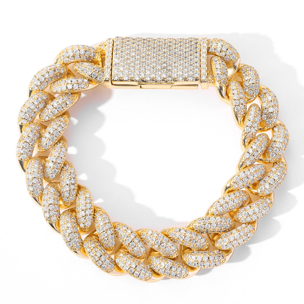 20mm Cuban Link Chain Iced Out Miami Lock Domineering Ancient Bracelet Micro Pave ZirconHiphop Men Bracelet Jewelry