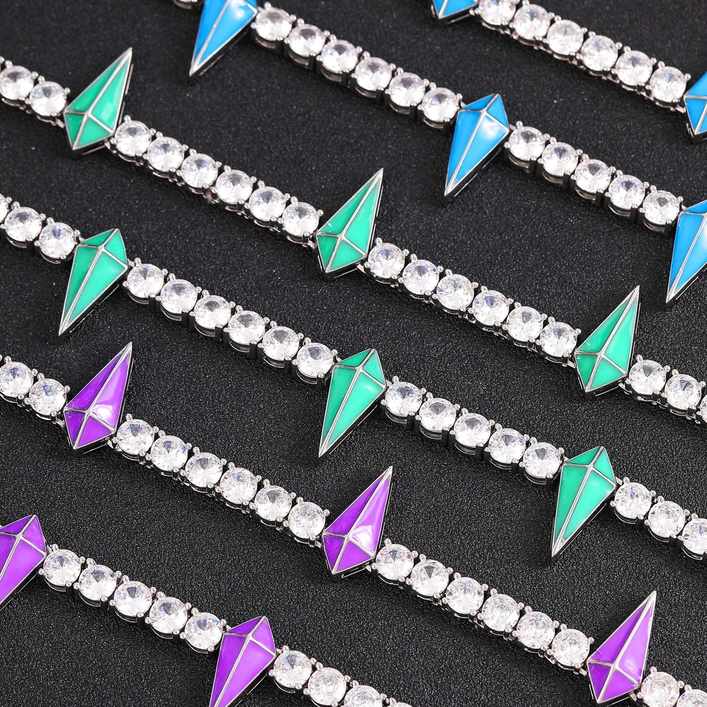 Hip Hop Bling 5mm Brass Plated Gold Zircon Tennis Chain Iced Out Wolf Tooth Cubic Zircon CZ Necklace Jewelry