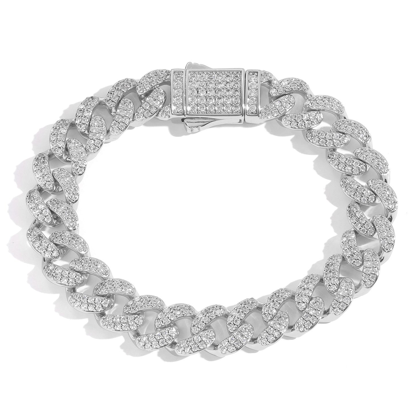 Hiphop 12mm Cuban Link Chain Micro Pave Zircon Bracelet Personalized Trend Men Bracelet Jewelry