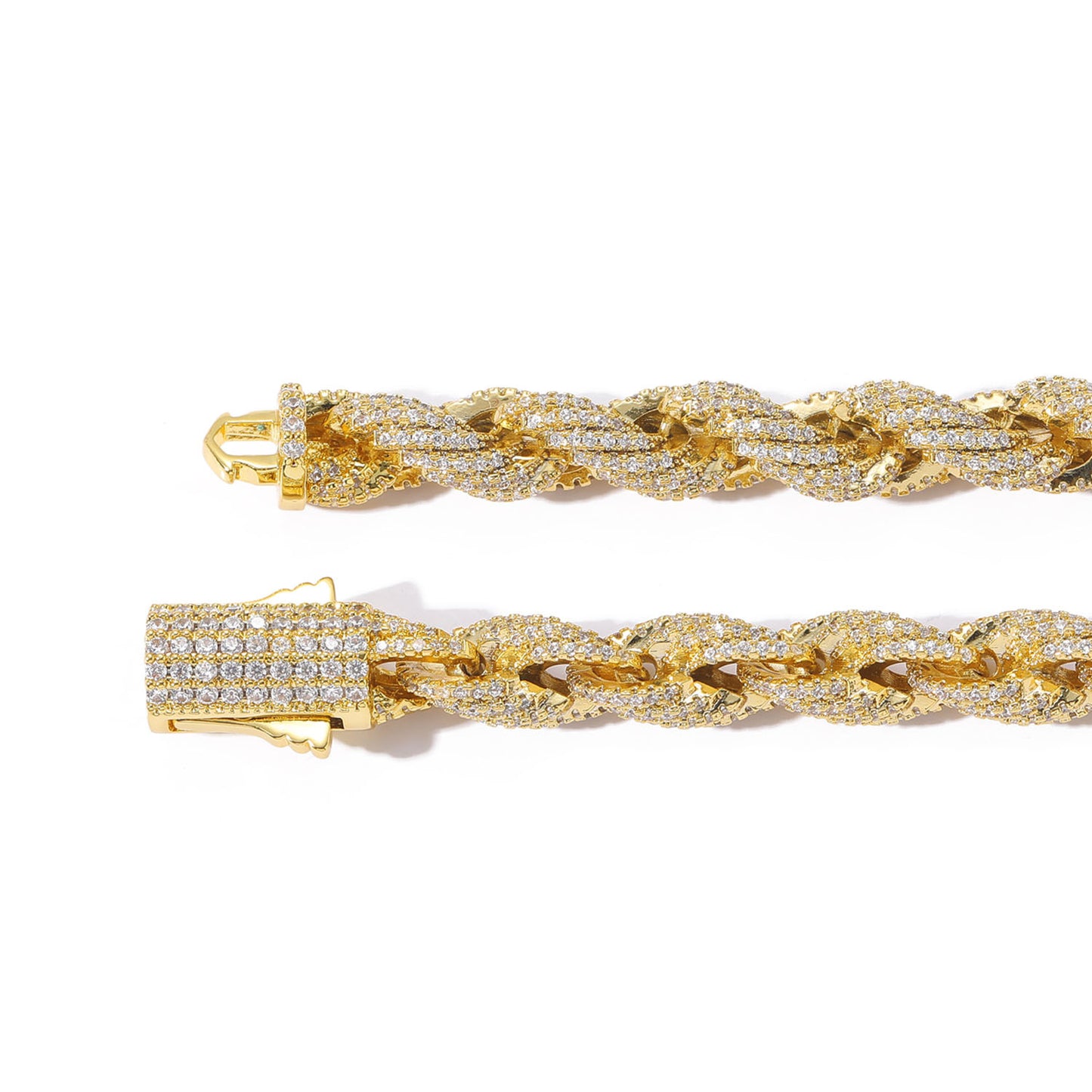 European American Hip Hop Bracelet Men Full Zircon 8mm Twist Chain Rope Chain Hiphop Men Bracelet ewelry