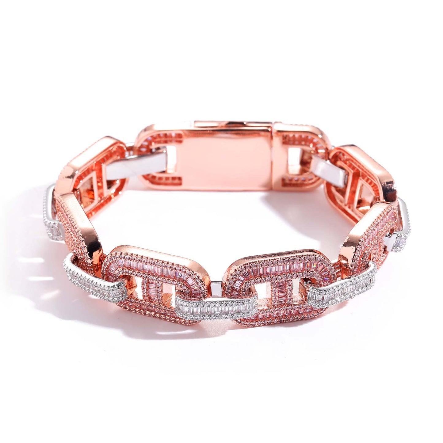 Products Hip Hop Coffee Bean Pig Nose Bracelet 15mmT Cubic Zirconia Clavicle Chain Rap Rapper Men Bracelet Jewelry