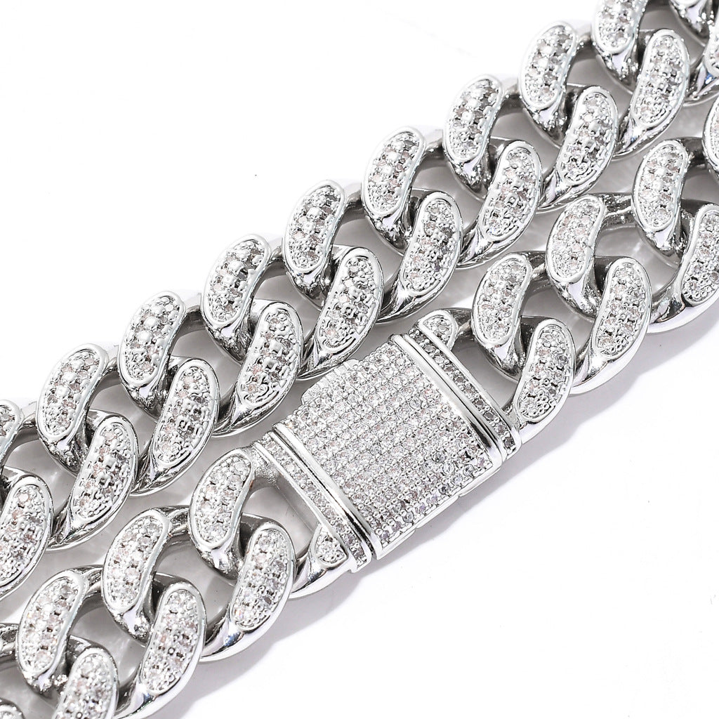 15MM Gold Filled Cuban Link Bracelet Hip Hop Jewelry CZ Fully Iced Out Miami 14K Solid Diamond Cuban Link Fshion Bracelet Jewelry
