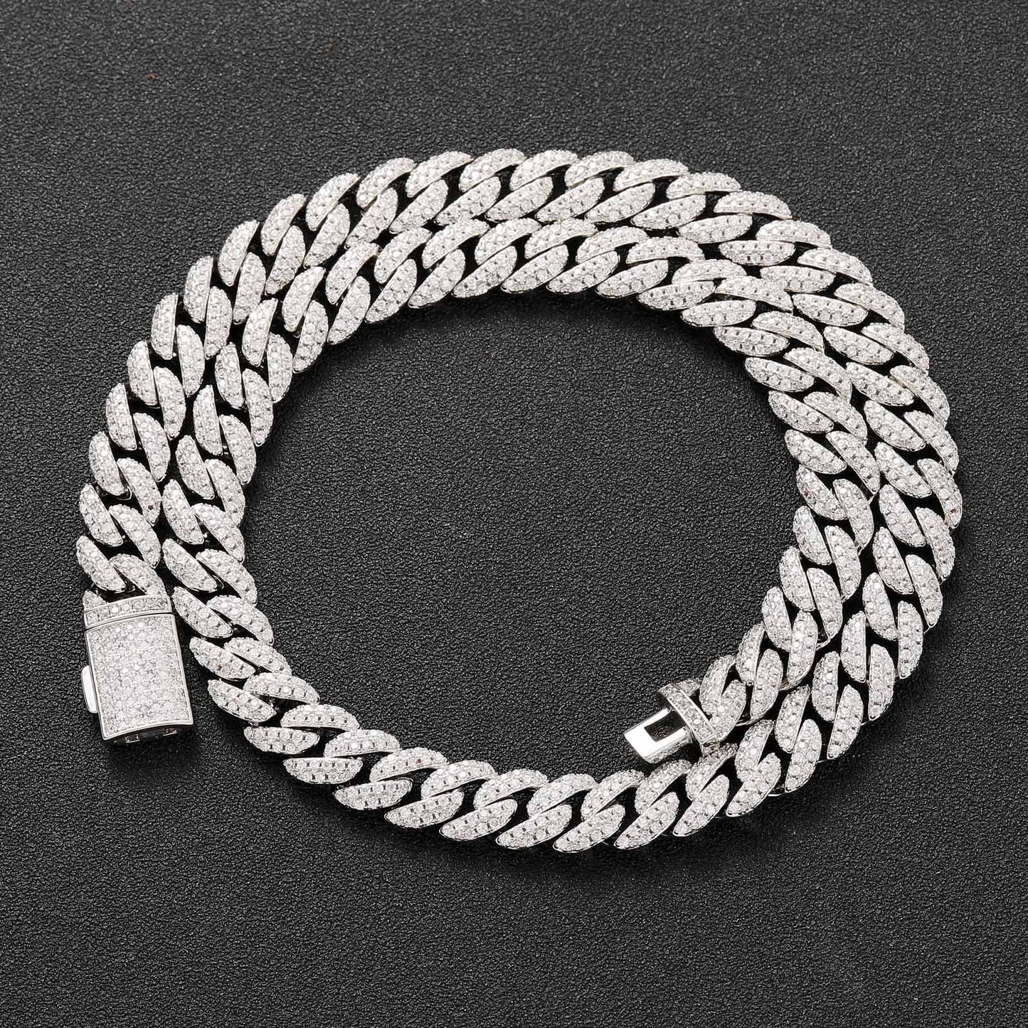 European American Necklace 10mm Double Row Zircon Cuban Link Chain Men Necklace Personality Hip Hop Fashion Jewelry