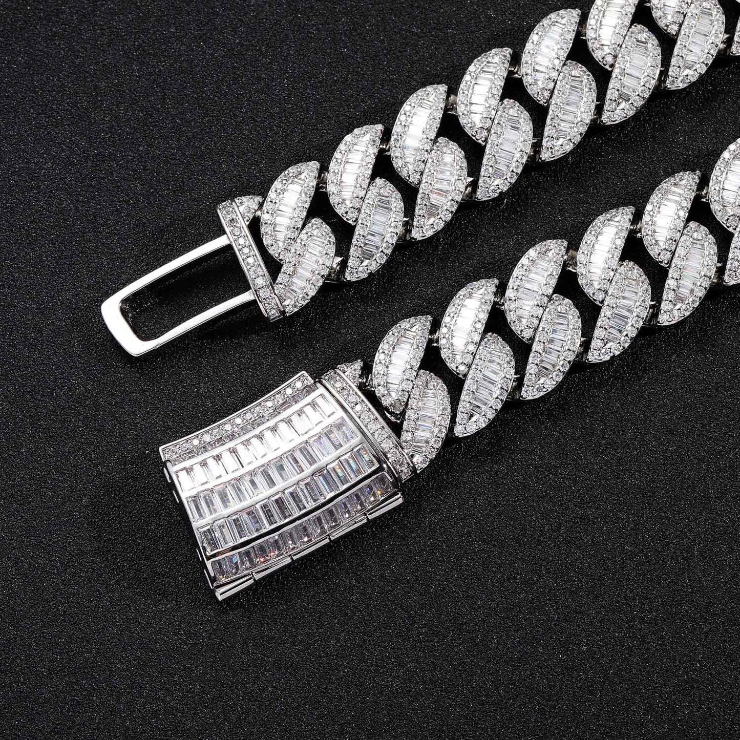 Hip Hop 20MM Box Buckle Miami Heavy Industry Bar Cuban Link Chain Full Zircon Hip Hop Men Necklace Jewelry