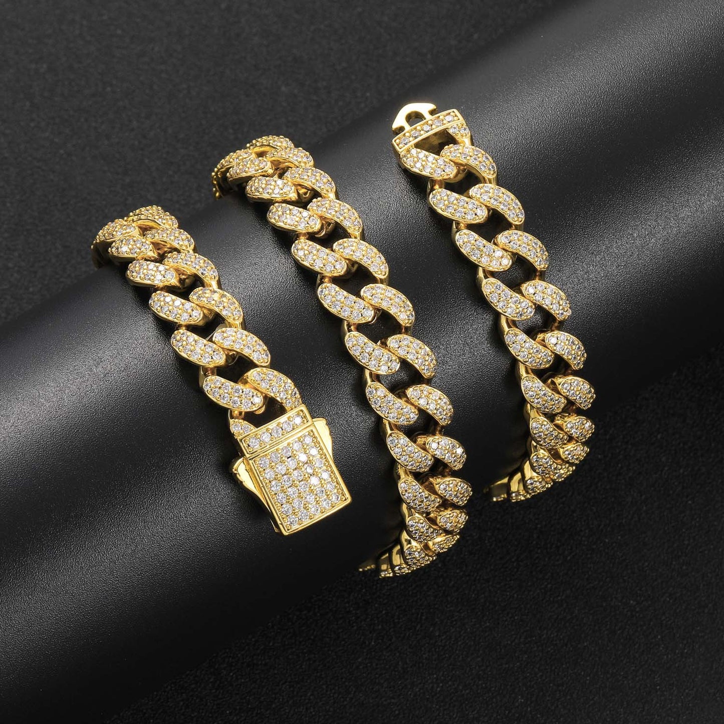 Hiphop 12mm Cuban Link Chain Micro Pave Zircon Necklace Personalized Trend Men Necklace Jewelry