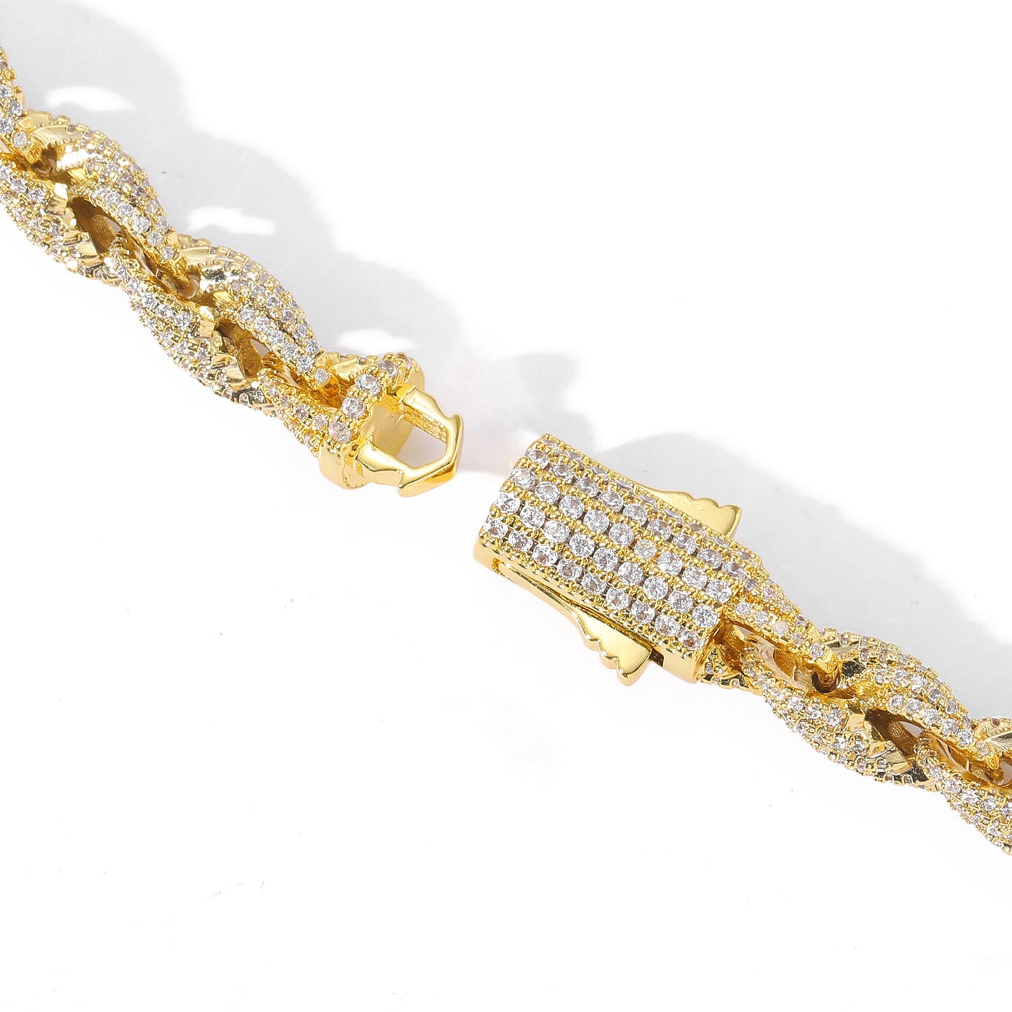 European American Hip Hop Bracelet Men Full Zircon 8mm Twist Chain Rope Chain Hiphop Men Bracelet ewelry