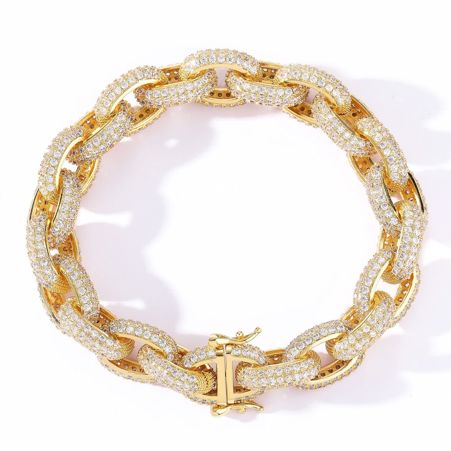 Products Hip Hop Bracelet O-Chain 13mm Micro Paved Zircon Cross Chain Men Jewelry